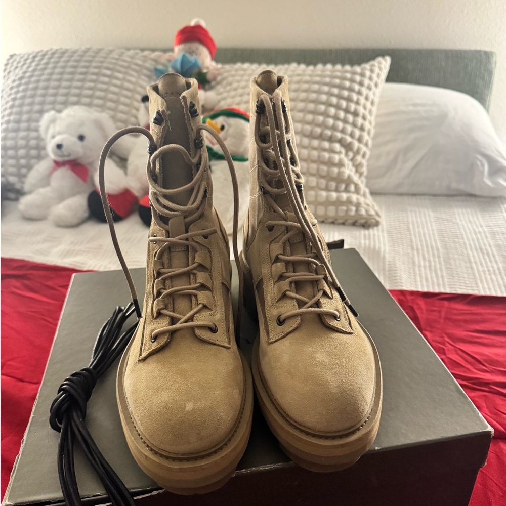Tan Lace-Up Boots